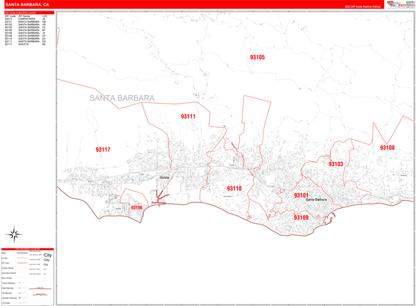Santa Barbara City Map Book Red Line Style